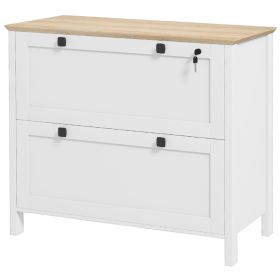 HOMCOM White Lateral File Cabinet 2 Drawer with Adjustable Hanging Bar for A4 Letter Legal Size