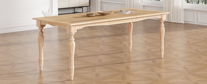 TOPMAX Vintage Traditional 82.7inch Extendable Dining Table with 23.6inch Removable Leaf, Natural