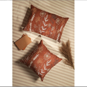 Linen Embroidered Lumbar Pillow (Option: Natural)