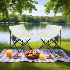 2PCS Outdoor Camping Chairs Folding Portable, Carry Bag ,Beige (Color: Beige)