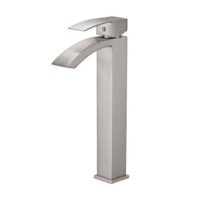 Waterfall showerhead bathroom faucet, single handle bathroom sink faucet (Color: Brushen Nickel)