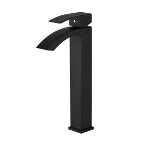 Waterfall showerhead bathroom faucet, single handle bathroom sink faucet (Color: Black)