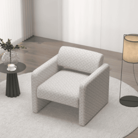 Single Sofa Chair, Upholstered Comfortable Chair With Armrests, For Dining Room Bedroom  Living Room Reception   BLACK 30.9X30.51X30.11 (Color: Beige)